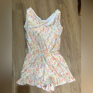 HoneyMark ginger swim romper watercolor floral